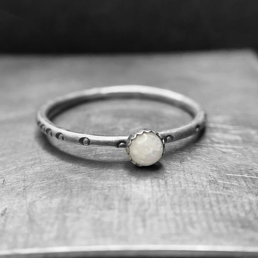 White Marble Stacking Ring (4mm)
