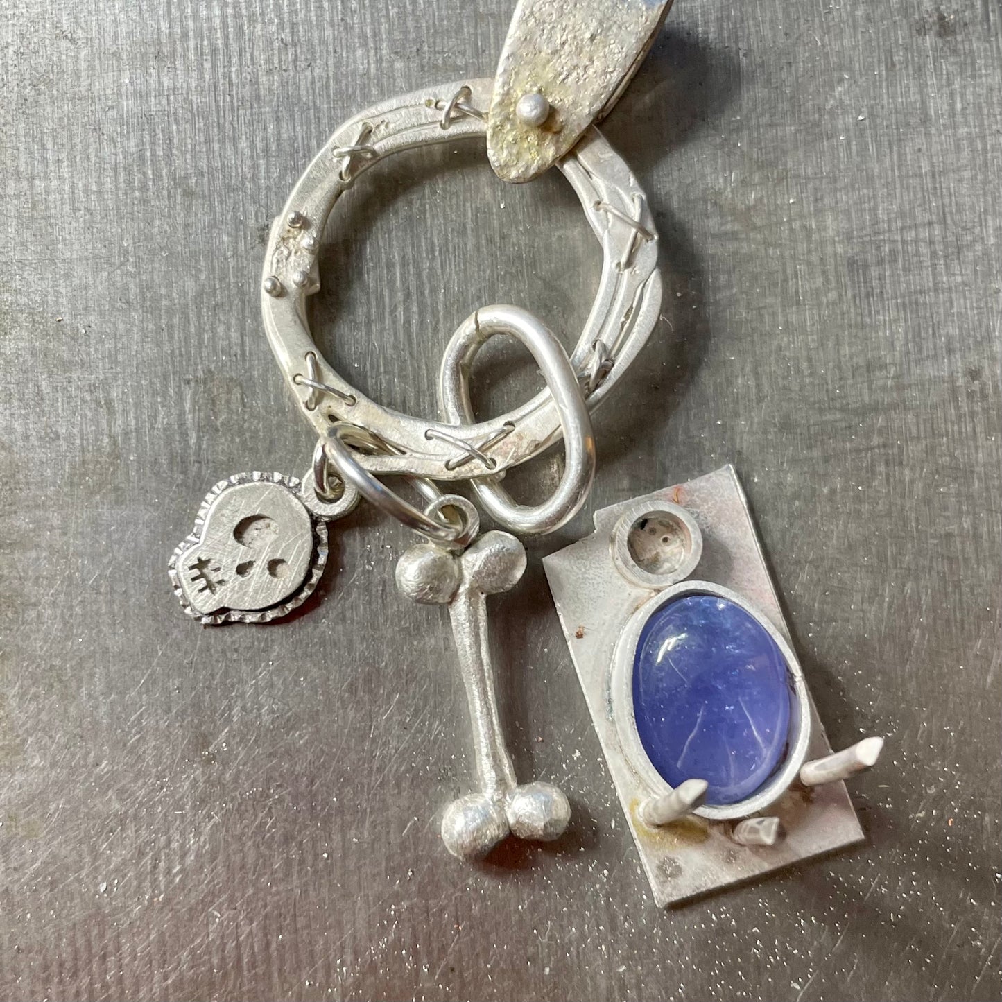 Tanzanite Skull Talisman Necklace