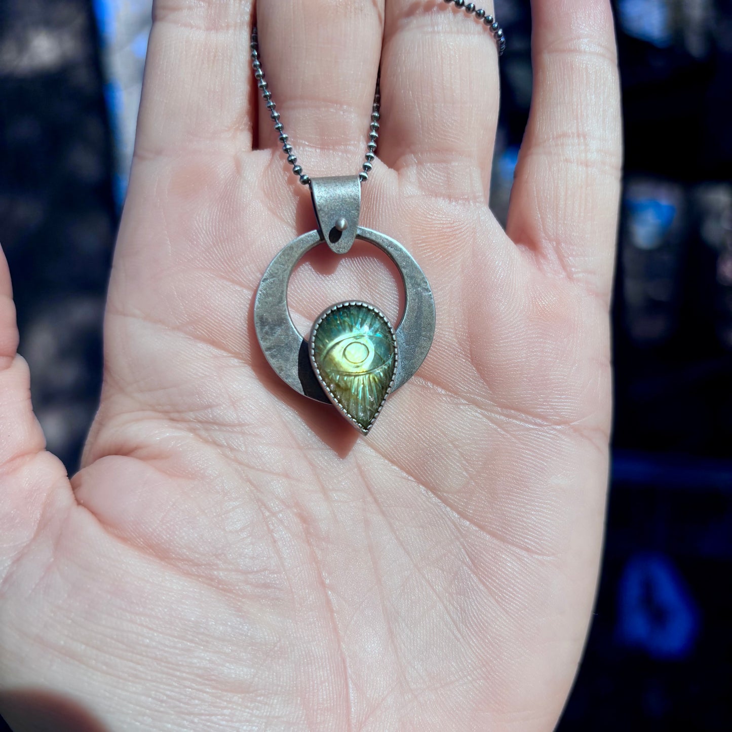Circular Labradorite Eye of Protection Pendant