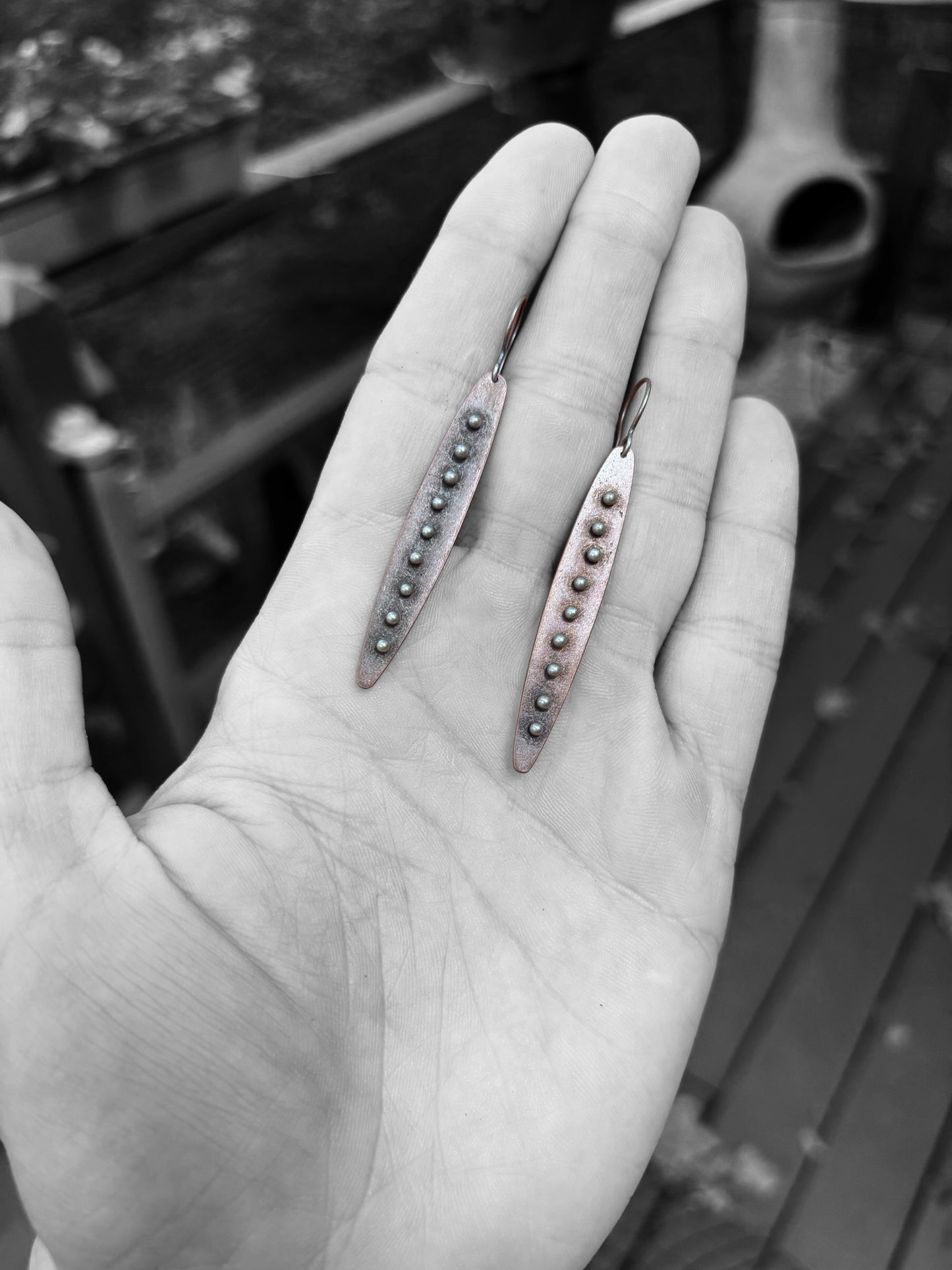 Pinned Copper Earrings