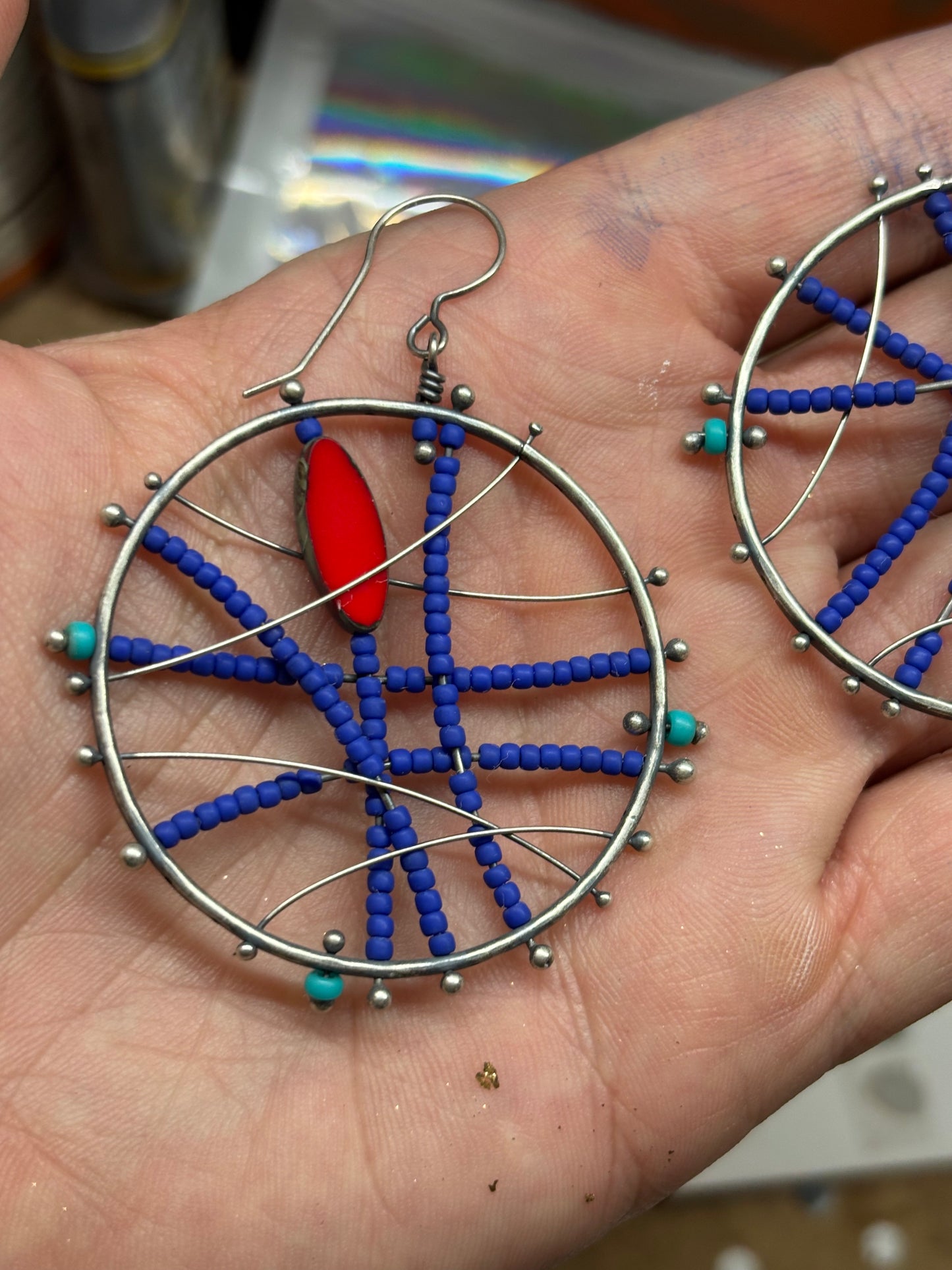Blue & Red Pinned Hoops