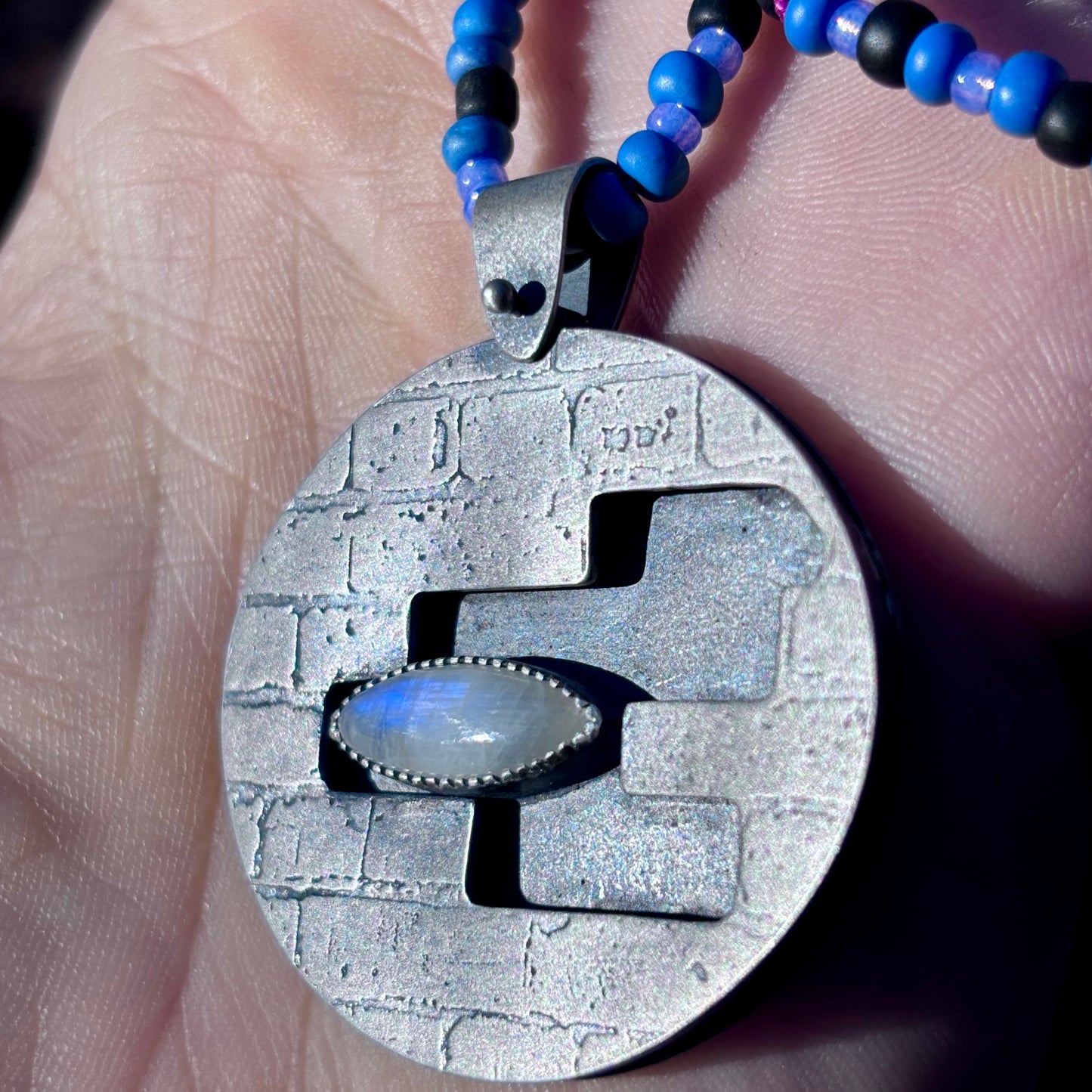 Moonstone Brick Wall Hollow Form Pendant