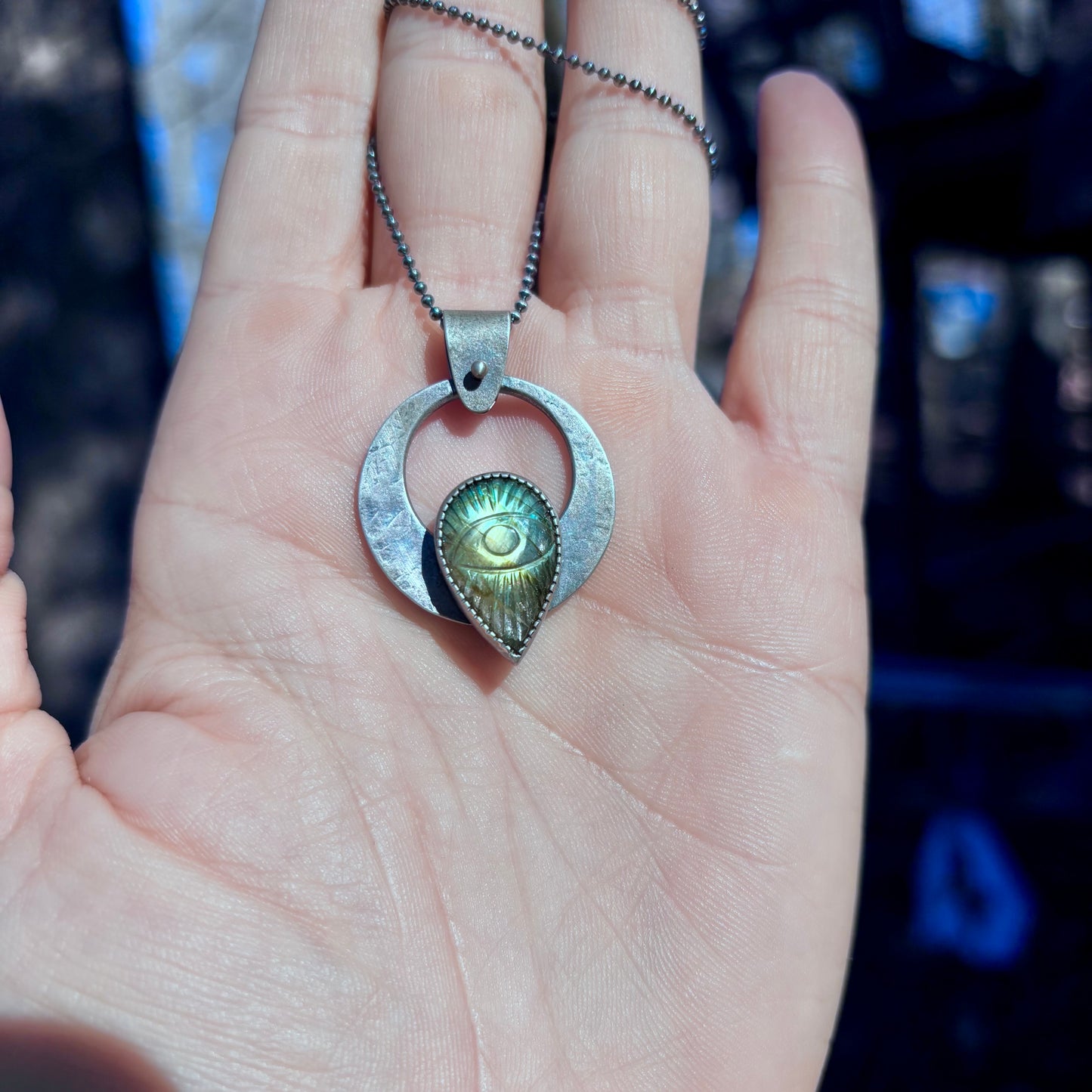 Circular Labradorite Eye of Protection Pendant