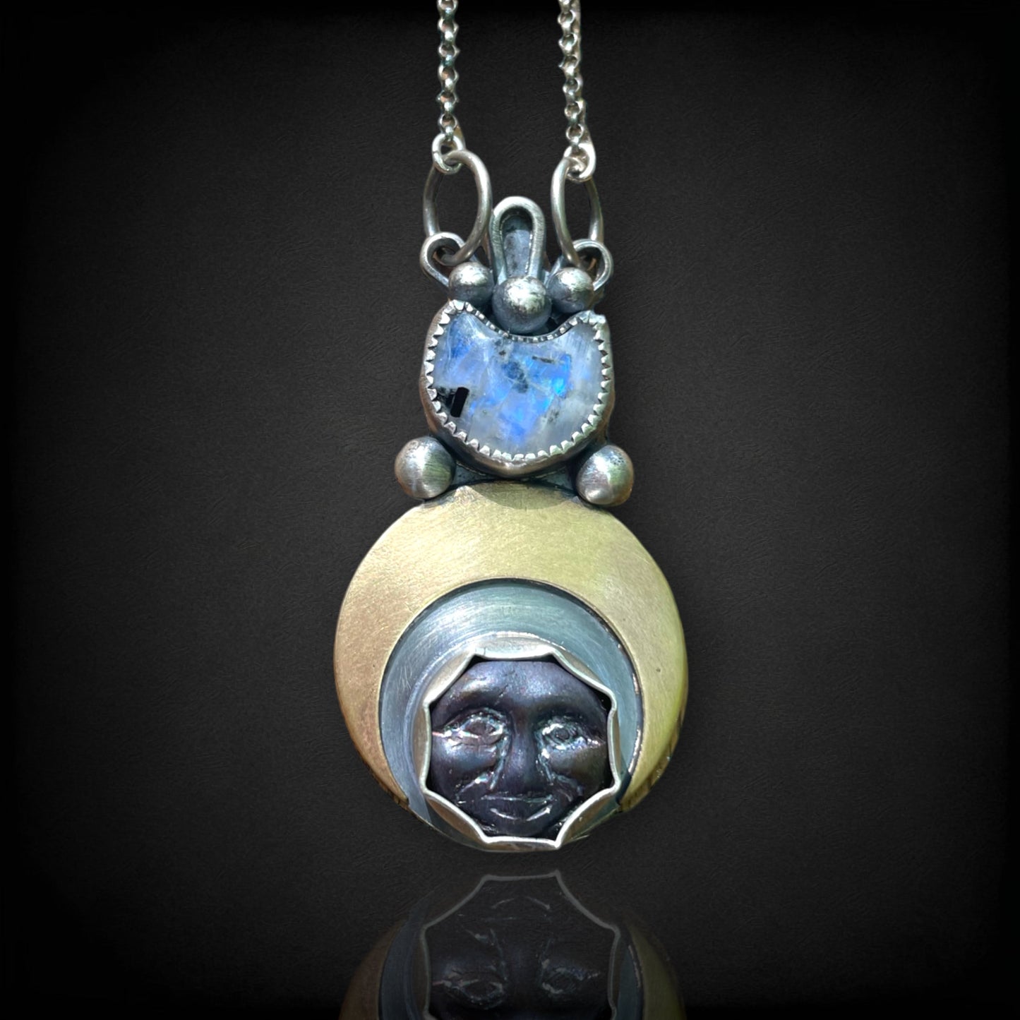 Lunar Face Necklace (Dark Blue)
