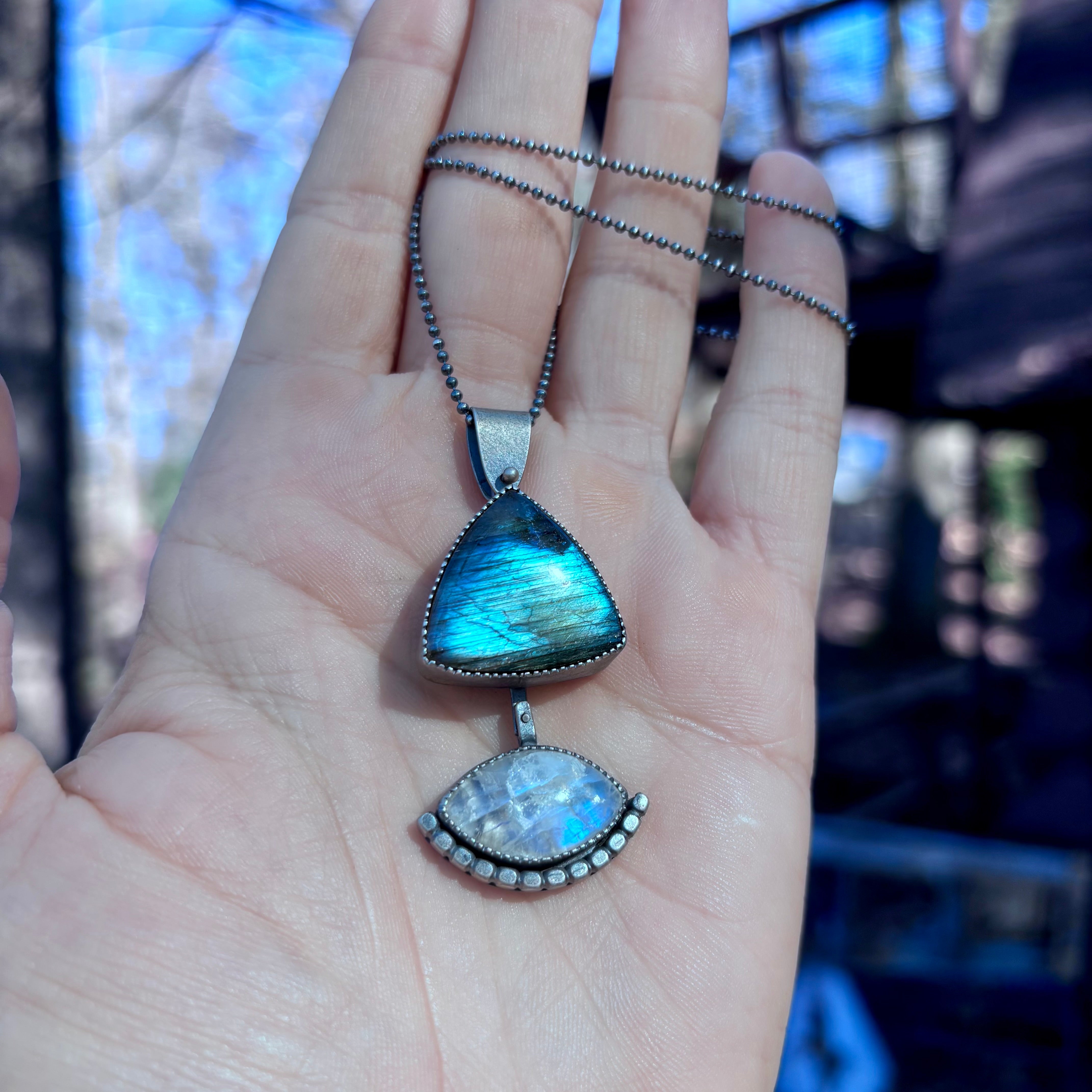 Labradorite & Moonstone Eye of Protection Pendant – Katie