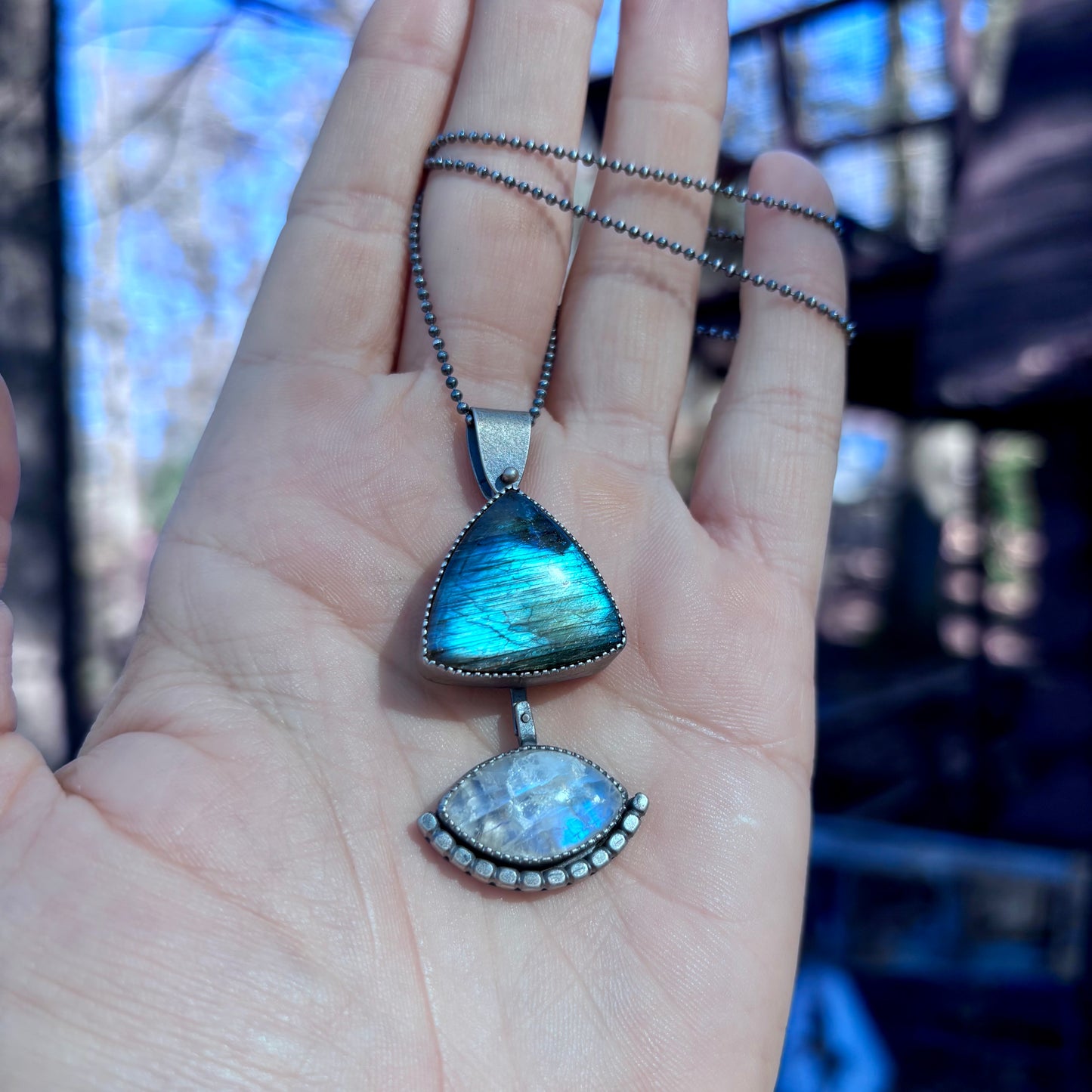 Labradorite & Moonstone Eye of Protection Pendant