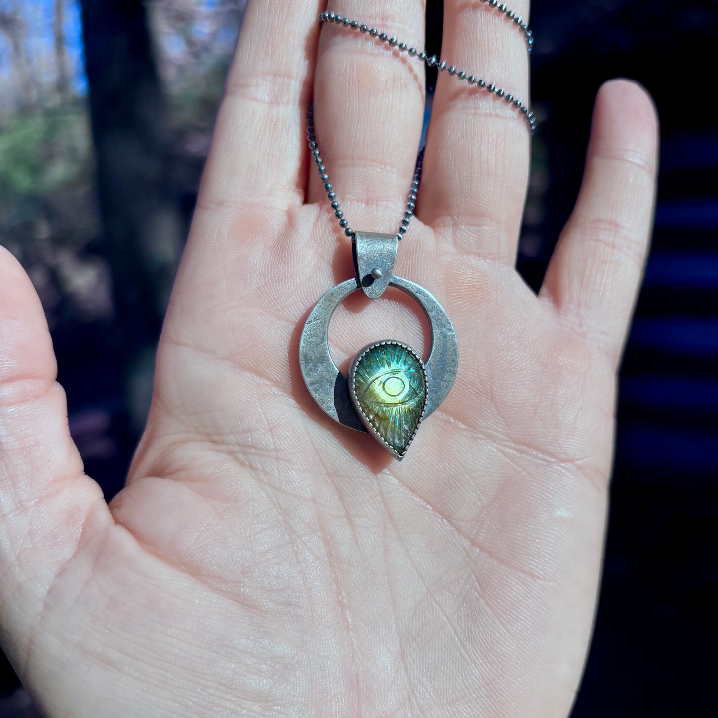 Circular Labradorite Eye of Protection Pendant