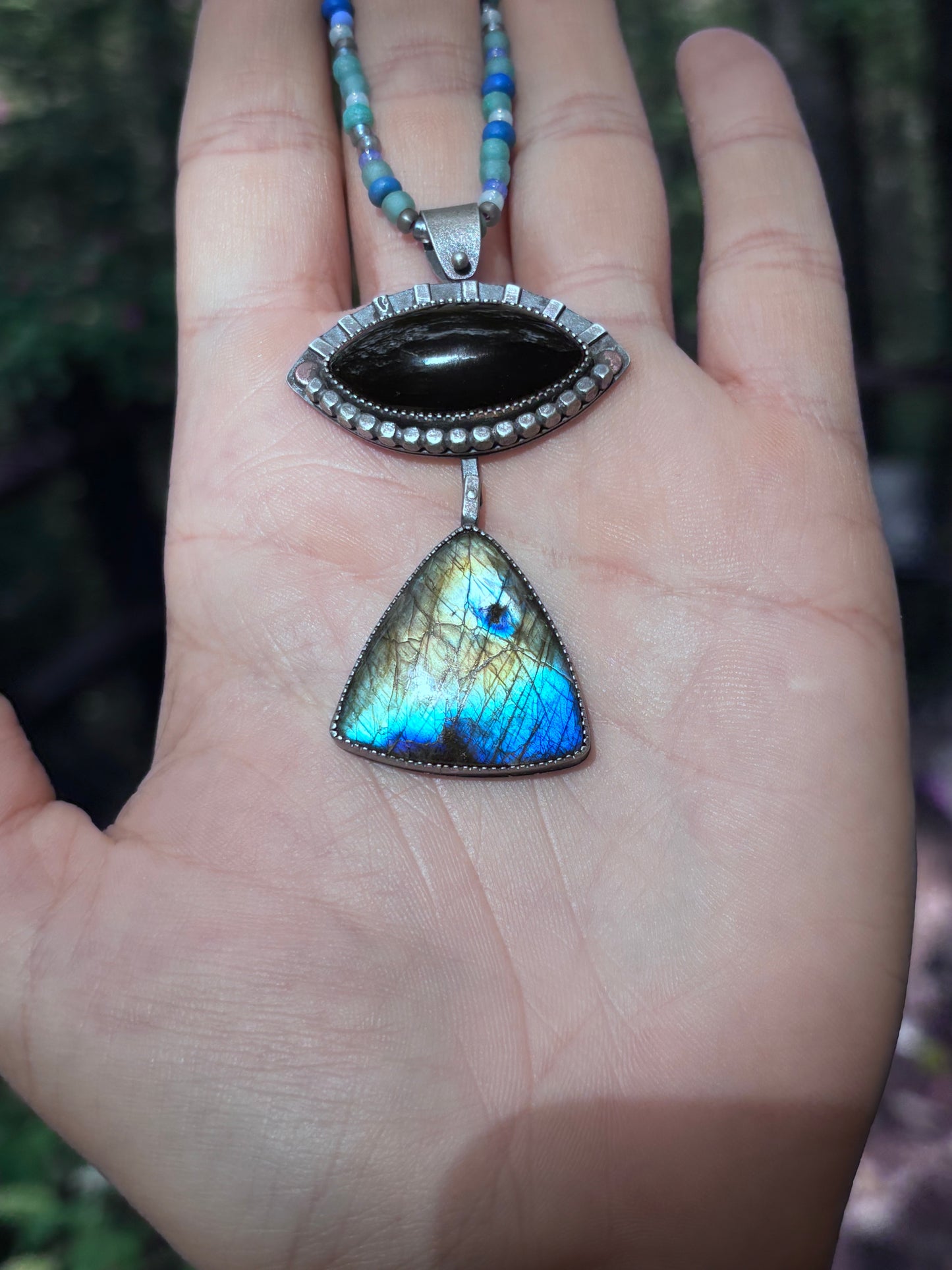 Onyx & Labradorite Eye of Protection Pendant