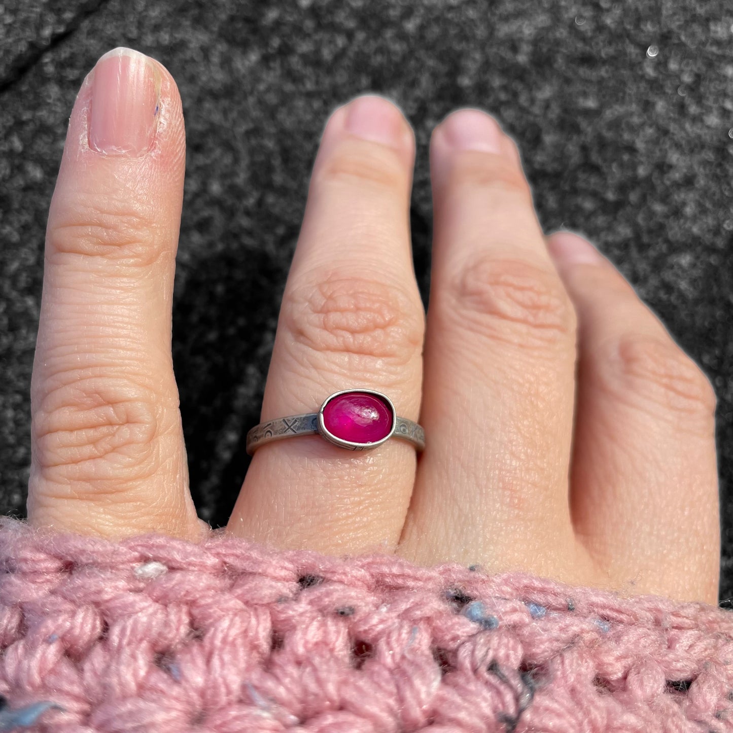 Hot Pink Tourmaline Ring