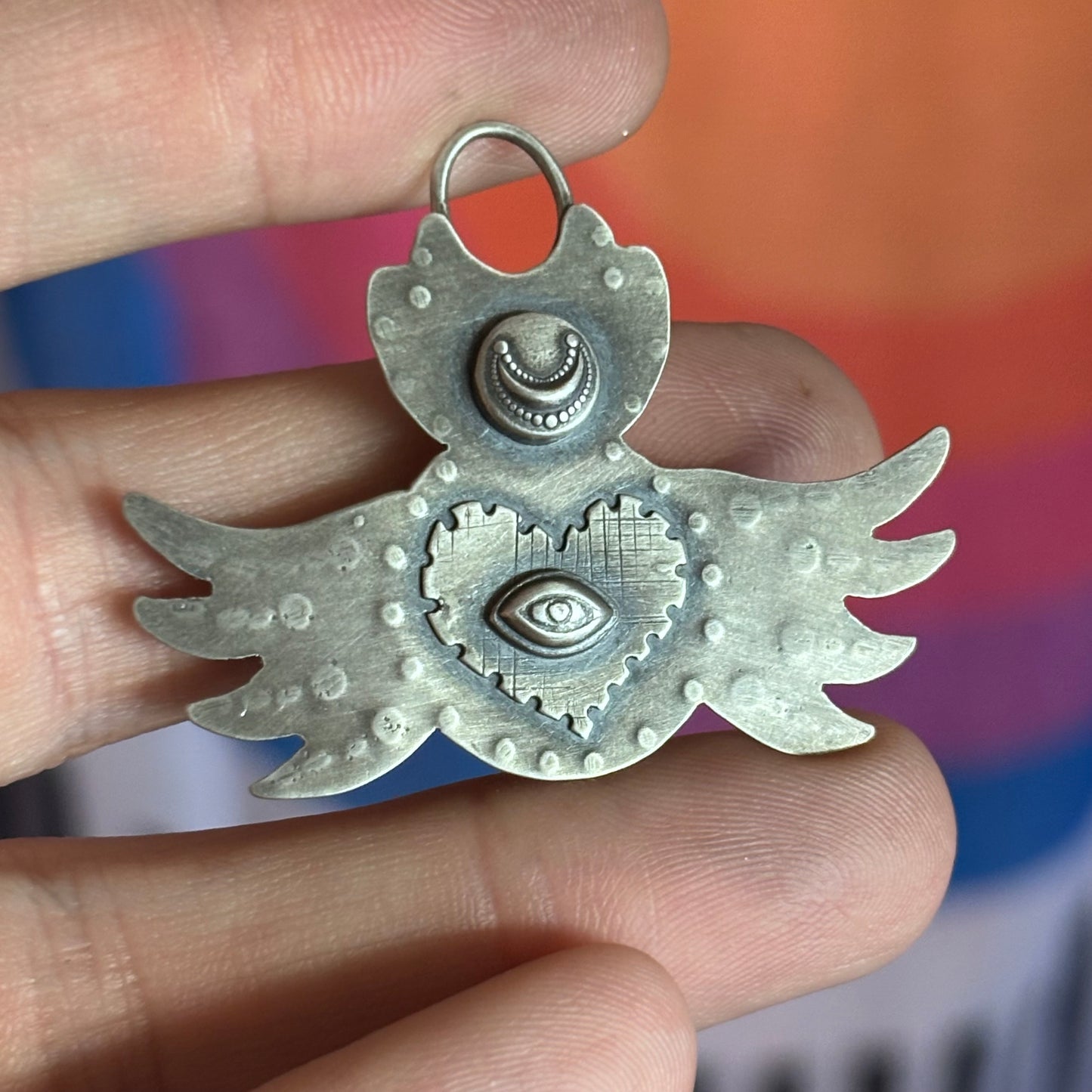Red Star Czech Glass Winged Amulet