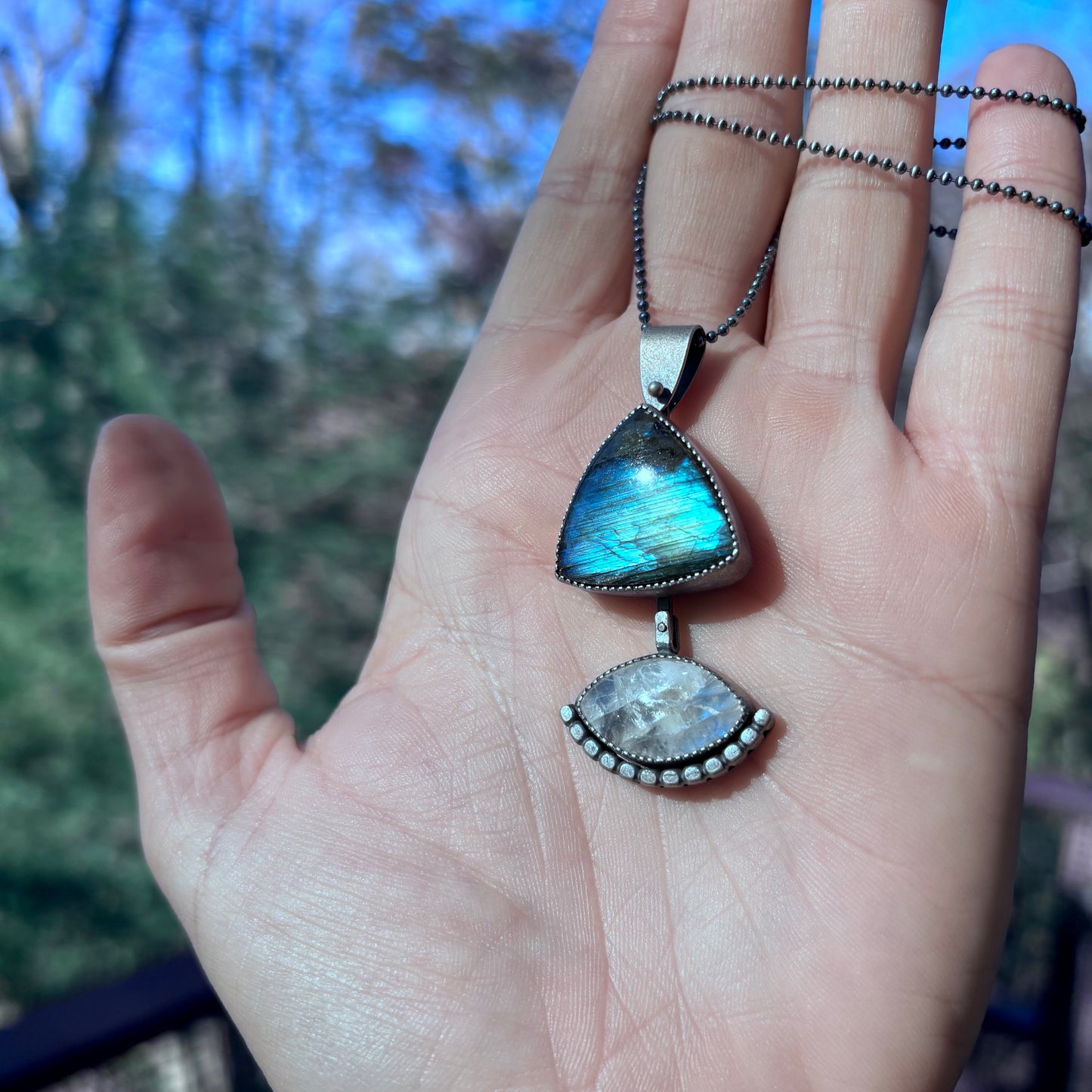 Labradorite & Moonstone Eye of Protection Pendant