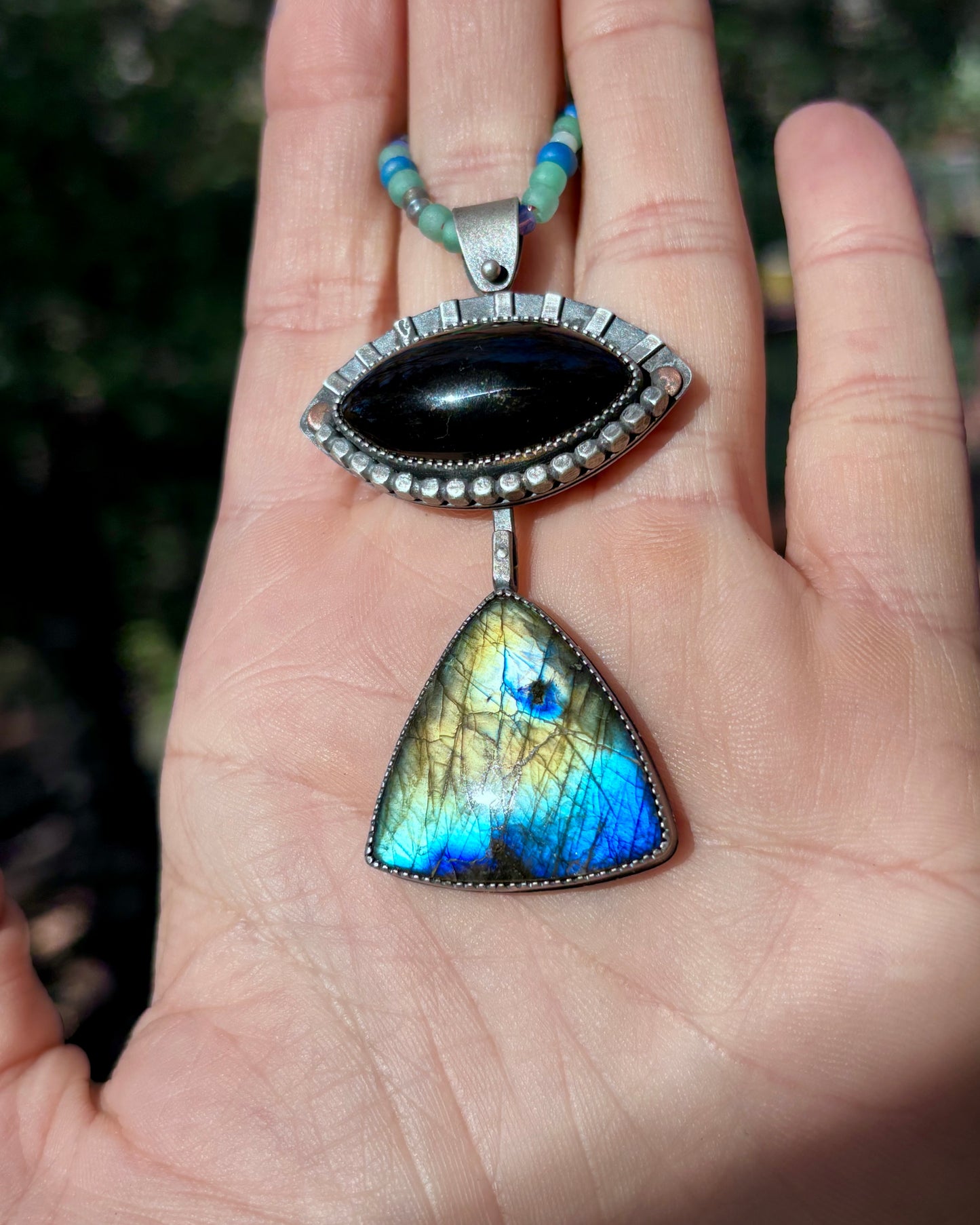 Onyx & Labradorite Eye of Protection Pendant