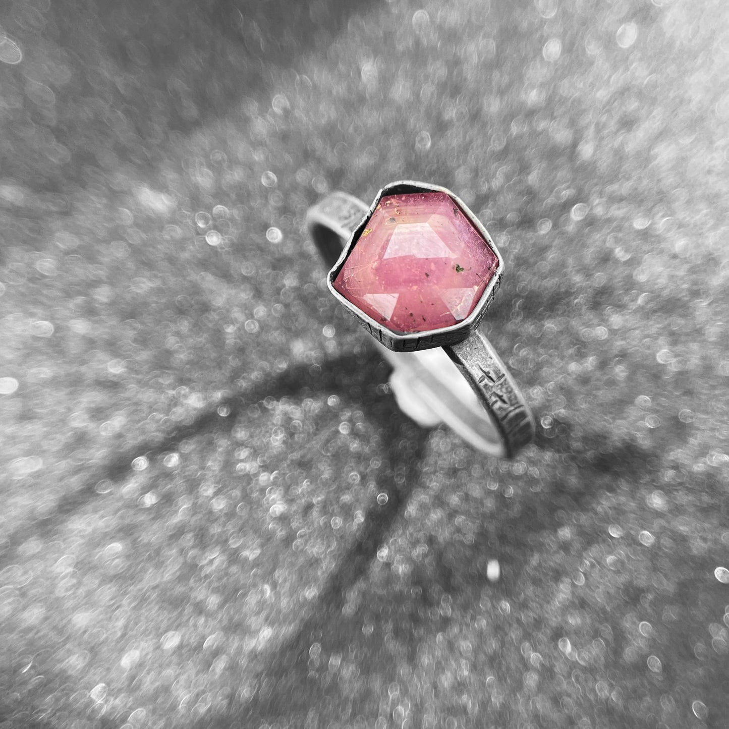 Geometric Pink Sapphire Ring