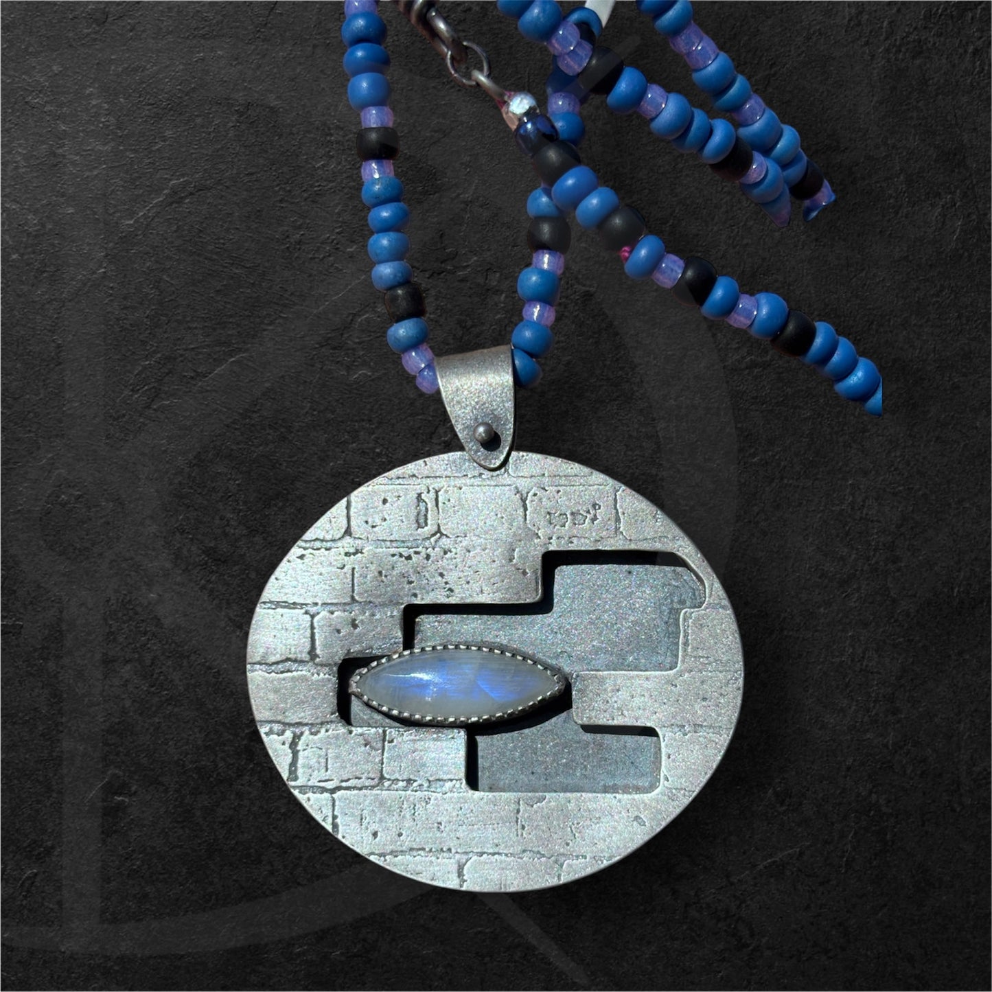 Moonstone Brick Wall Hollow Form Pendant
