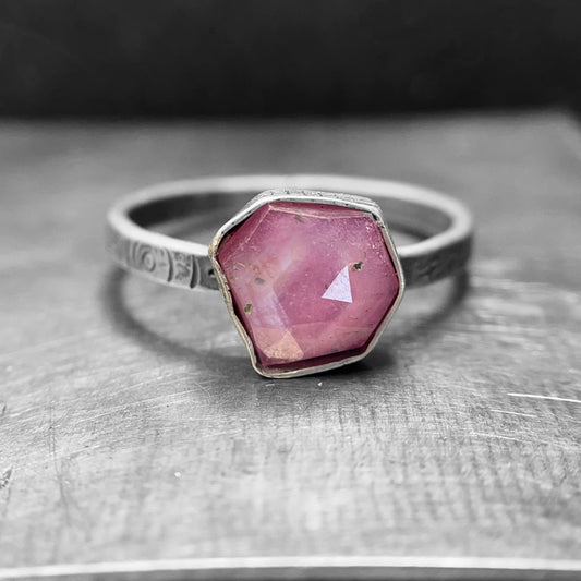 Geometric Pink Sapphire Ring