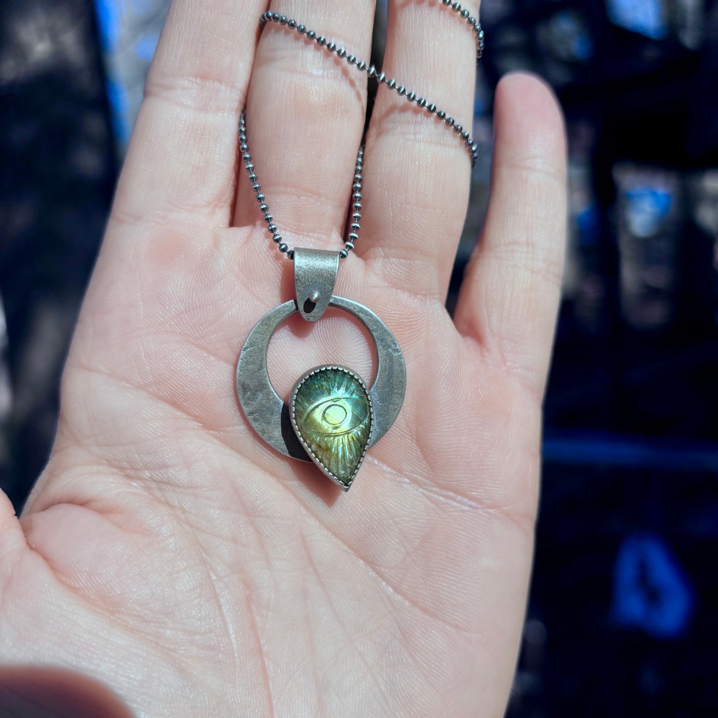 Circular Labradorite Eye of Protection Pendant