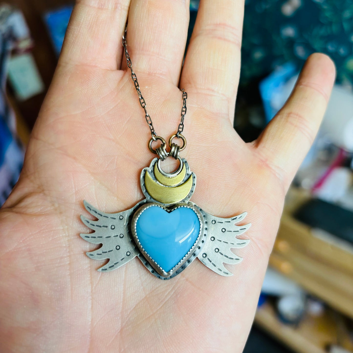 Blue Rosarita Winged Amulet