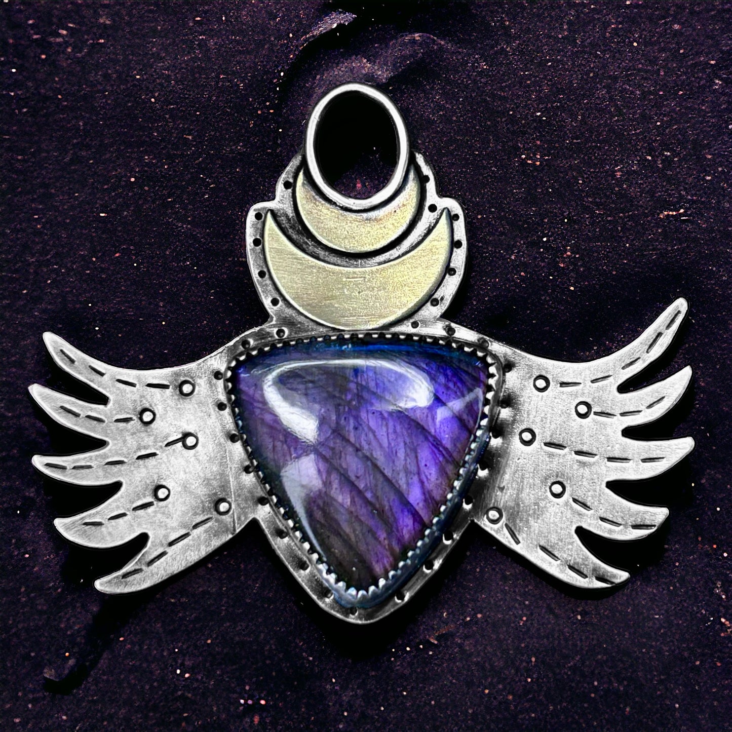 Purple Labradorite Winged Amulet
