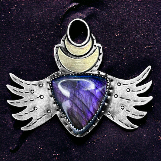 Purple Labradorite Winged Amulet