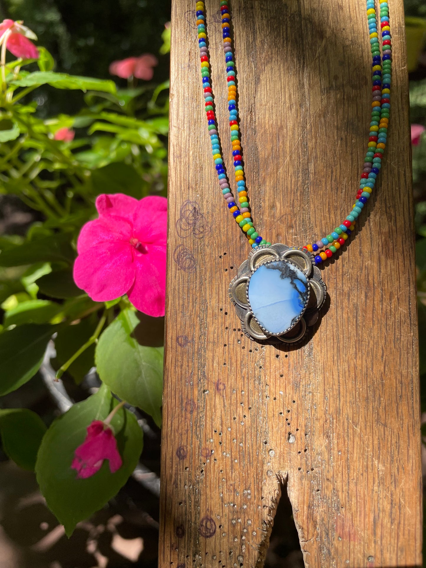 Beaded Lavender Turquoise Necklace