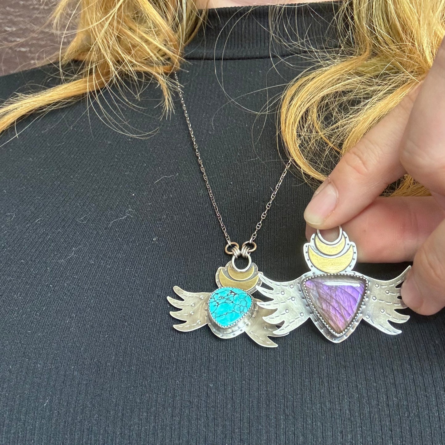 Purple Labradorite Winged Amulet