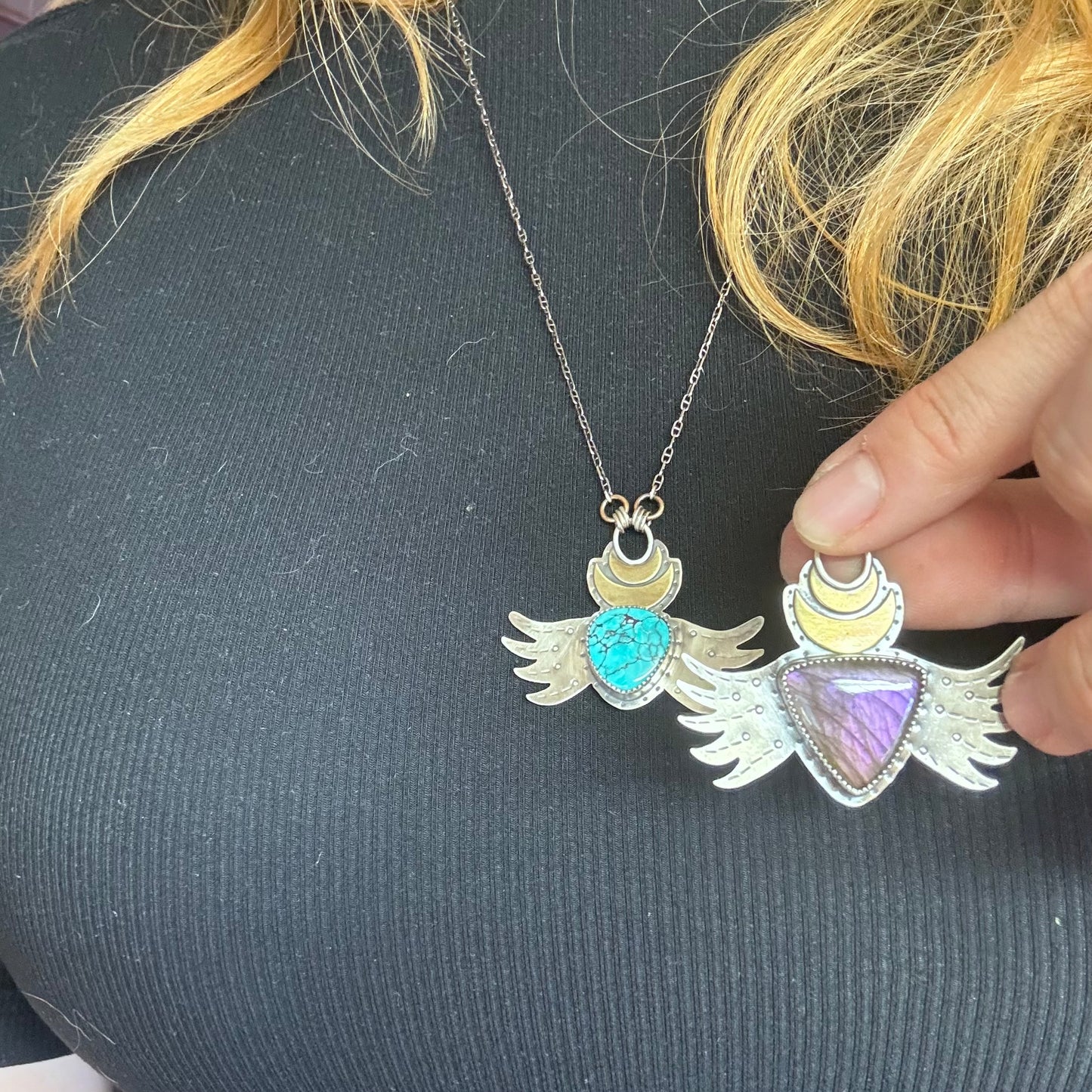 Purple Labradorite Winged Amulet