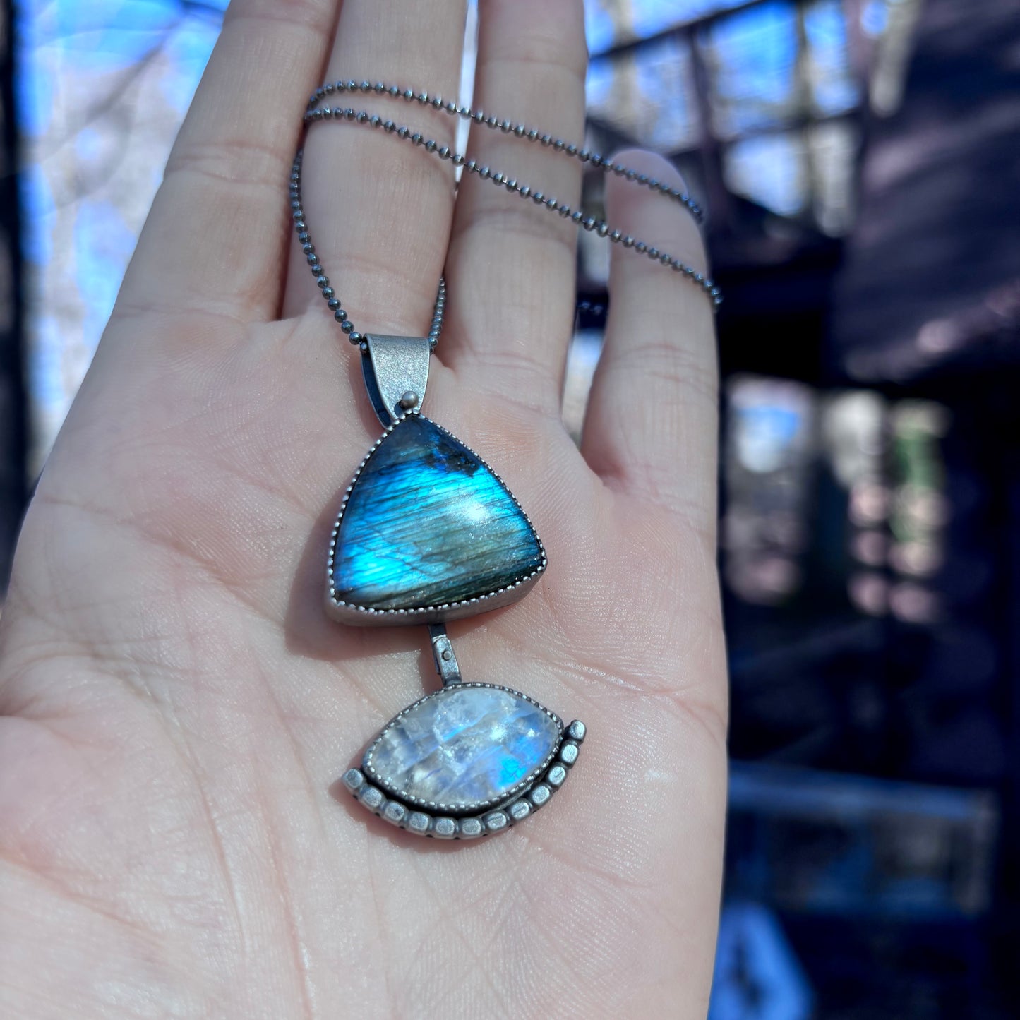 Labradorite & Moonstone Eye of Protection Pendant