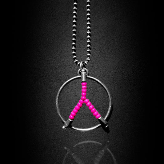 Hot Pink Beaded Peace Necklace