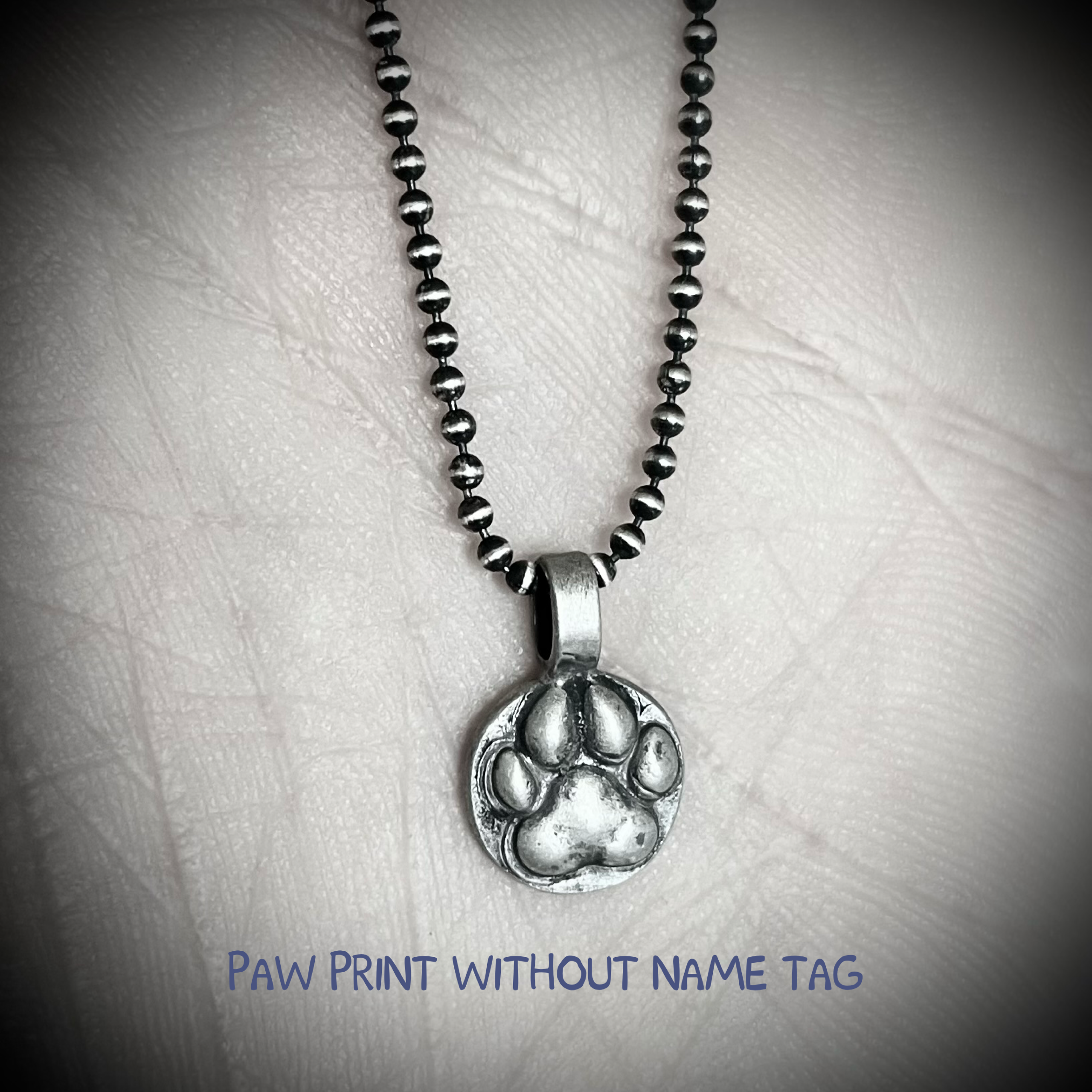 Actual Paw Print Necklace with Hand Stamped Name .999 Fine Silver -  Sterling Heart Songs Jewelry