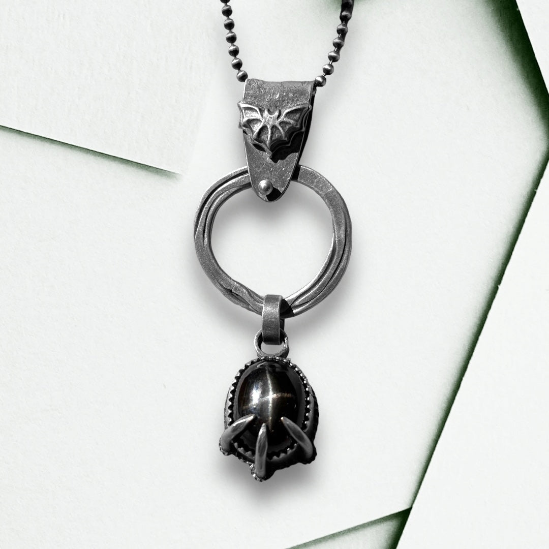 Star Diopside Bat Talisman Necklace