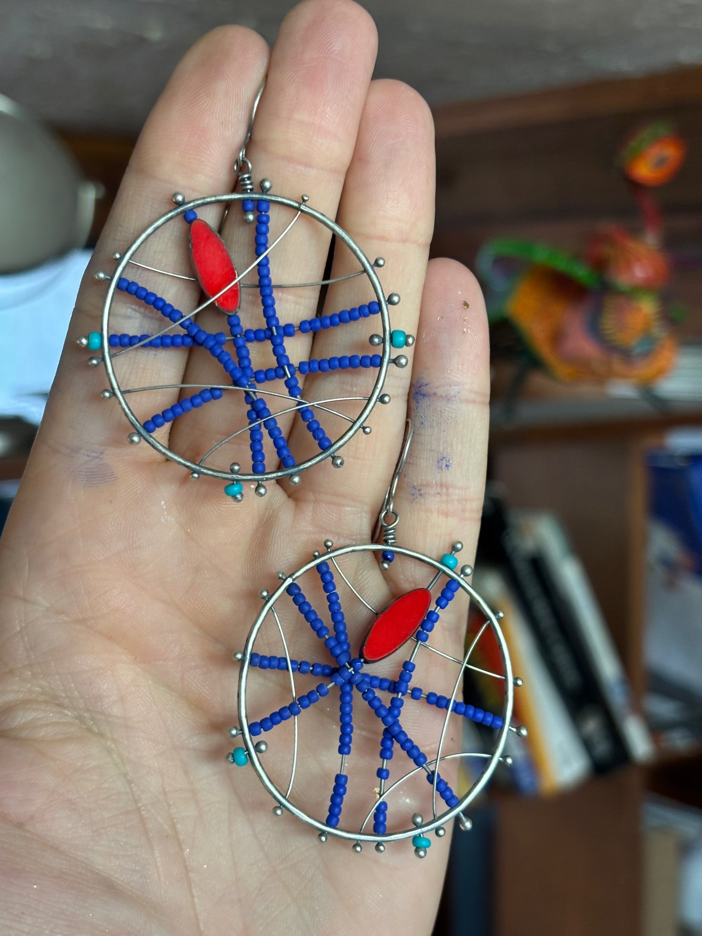 Blue & Red Pinned Hoops