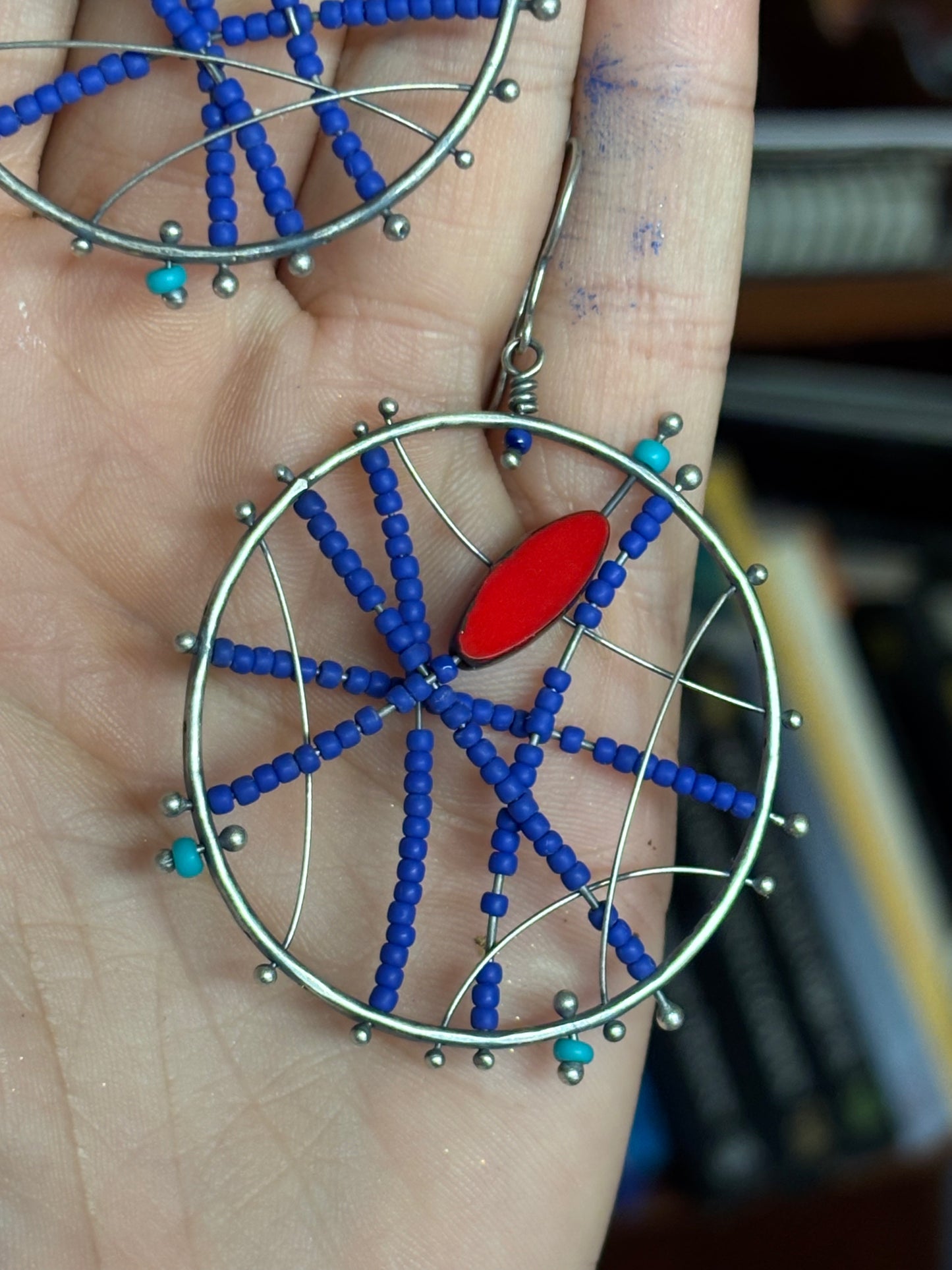 Blue & Red Pinned Hoops