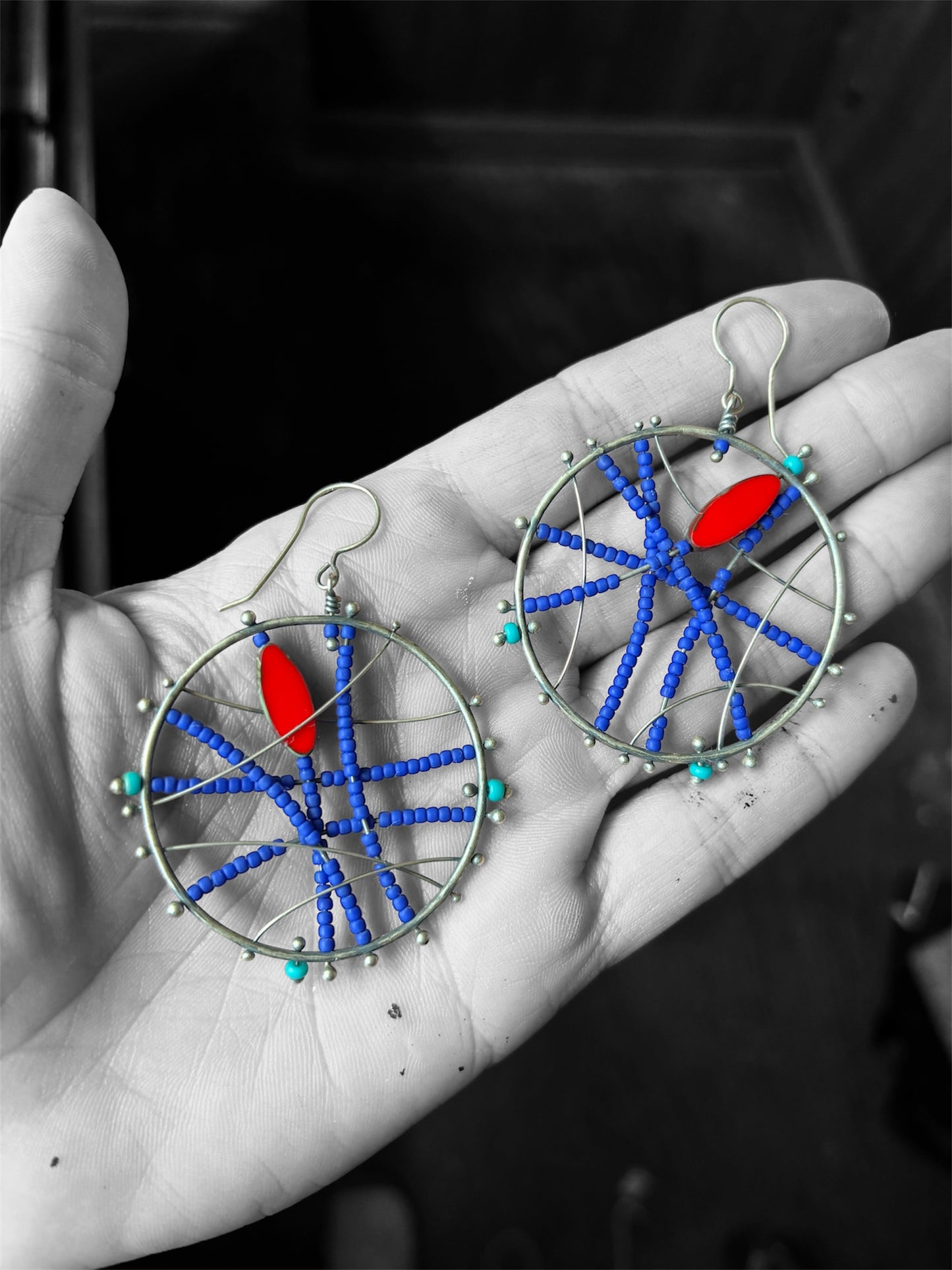 Blue & Red Pinned Hoops