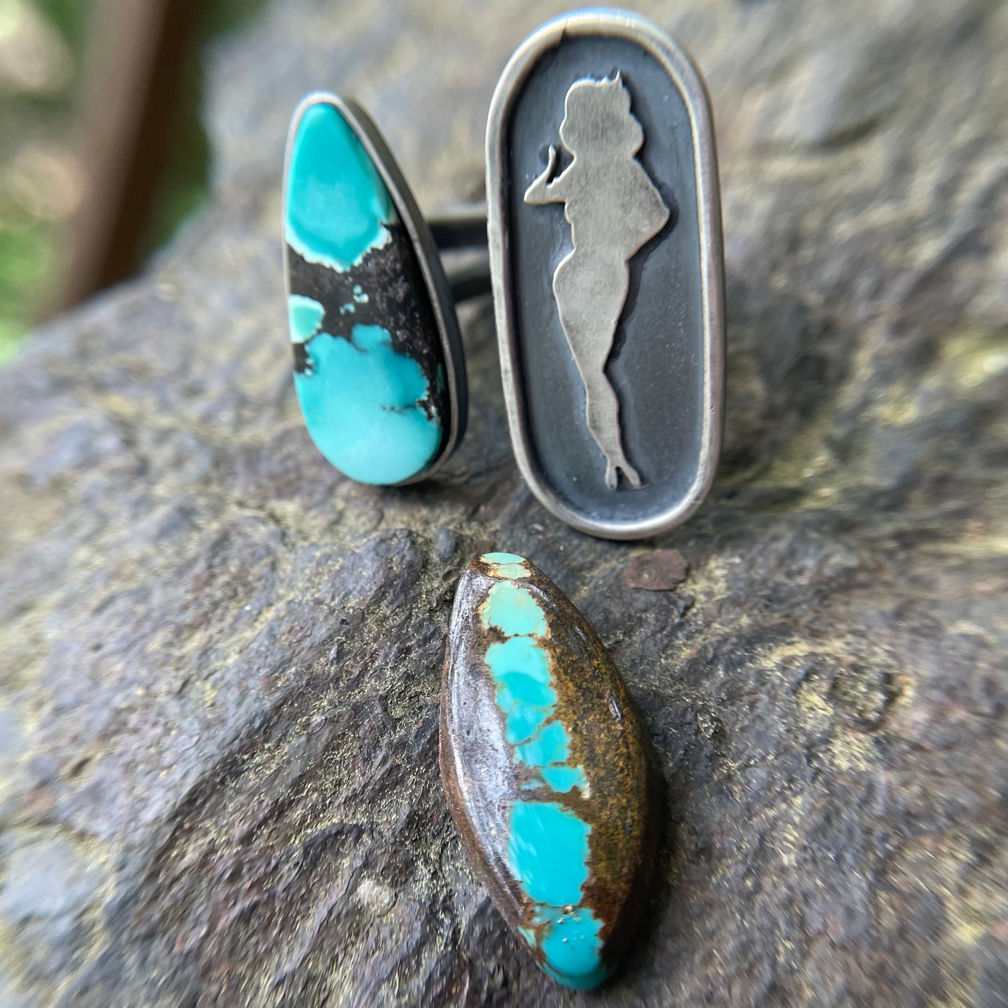 Turquoise Pin Up Girl Ring (Multiple Stone Options)